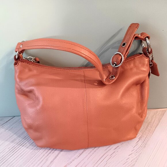 LIKE NEW💥 COACH ALI Soft Burnt Orange Leather Small Pouch Hobo Purse - Picture 1 of 13